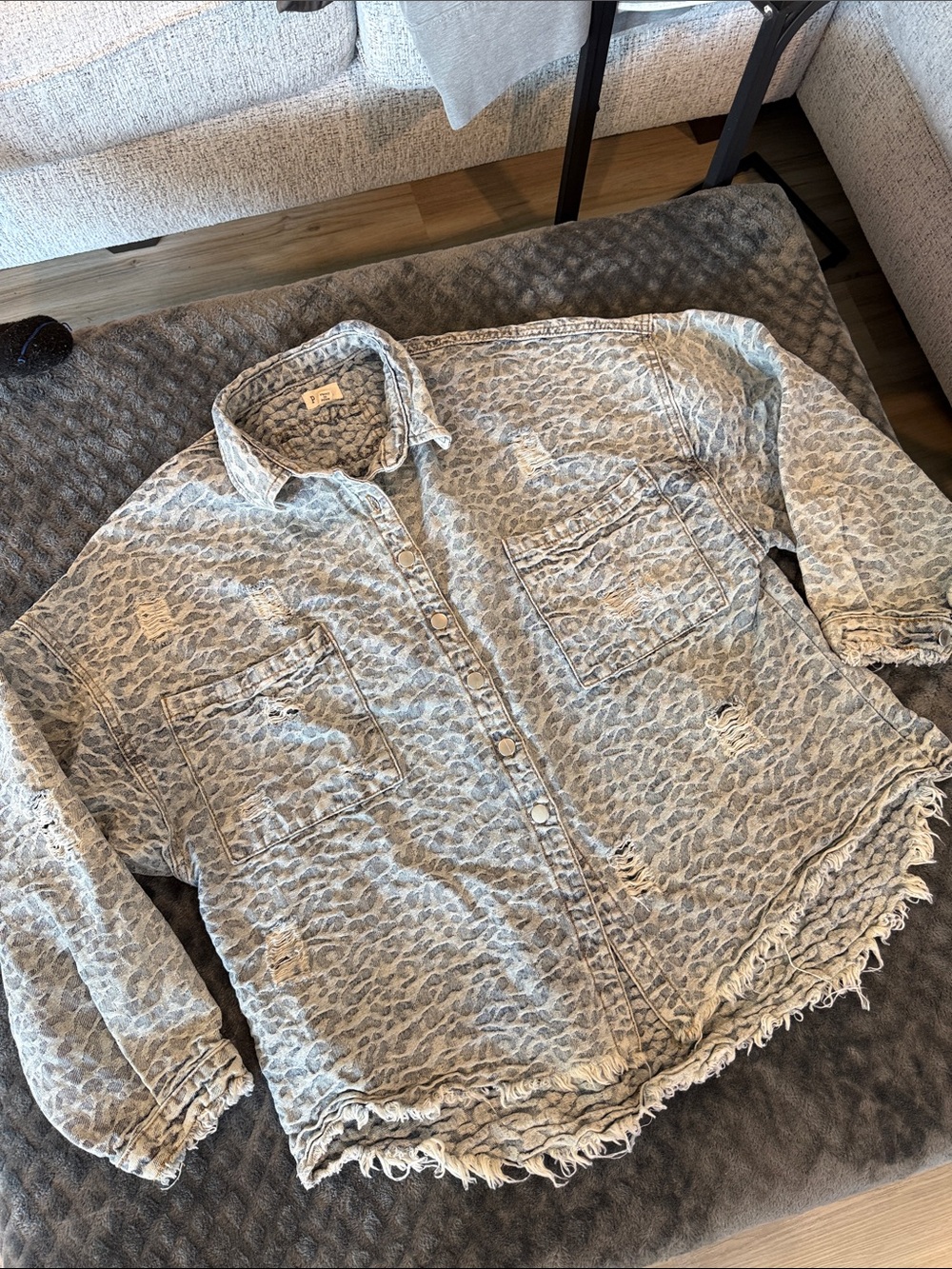 Washed POL Leopard-Print Button Front Jacket - Picture 9 of 12